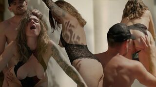 French MILF fucks with a young man in her garden