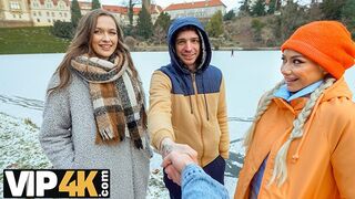 SWAP4K. A Sunday walk ended up as having a hot girl with in our bed, it was her first threesome