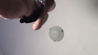 Amateur wife doing housework naked. Milf with hairy pussy, big ass.